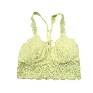 Aerie Eyelash Lace Racerback Padded Bralette Yellow Size XS Floral